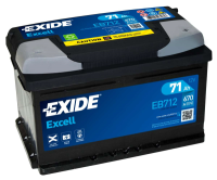 71Ah R+ Exide Excell 12V 670 А (ДШВ: 278*175*175мм), корпус: Euro, клеммы: конуc