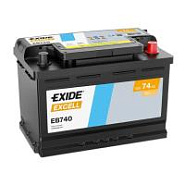 74Ah R+ Exide Excell 12V 680 А (ДШВ: 278*175*190мм), корпус: Euro, клеммы: конуc