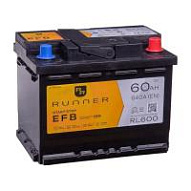 60Ah R+ Runner EFB 12V 640 А (ДШВ: 242*175*190мм), корпус: Euro, клеммы: конуc